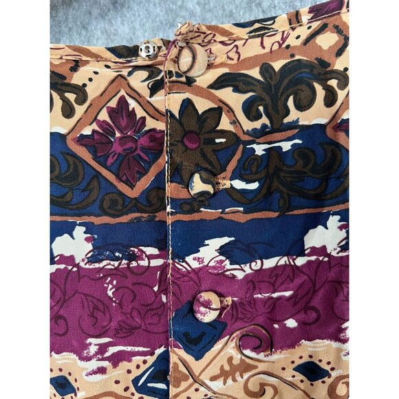 Silk Land 100% Pure Silk Multicolor Boho Long-Sleeve Womens Top Large - Picture 7 of 11
